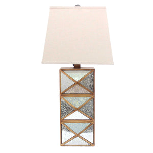 6.25 x 6.75 x 27.5 Gold Modern Illusionary Mirrored Base - Table Lamp
