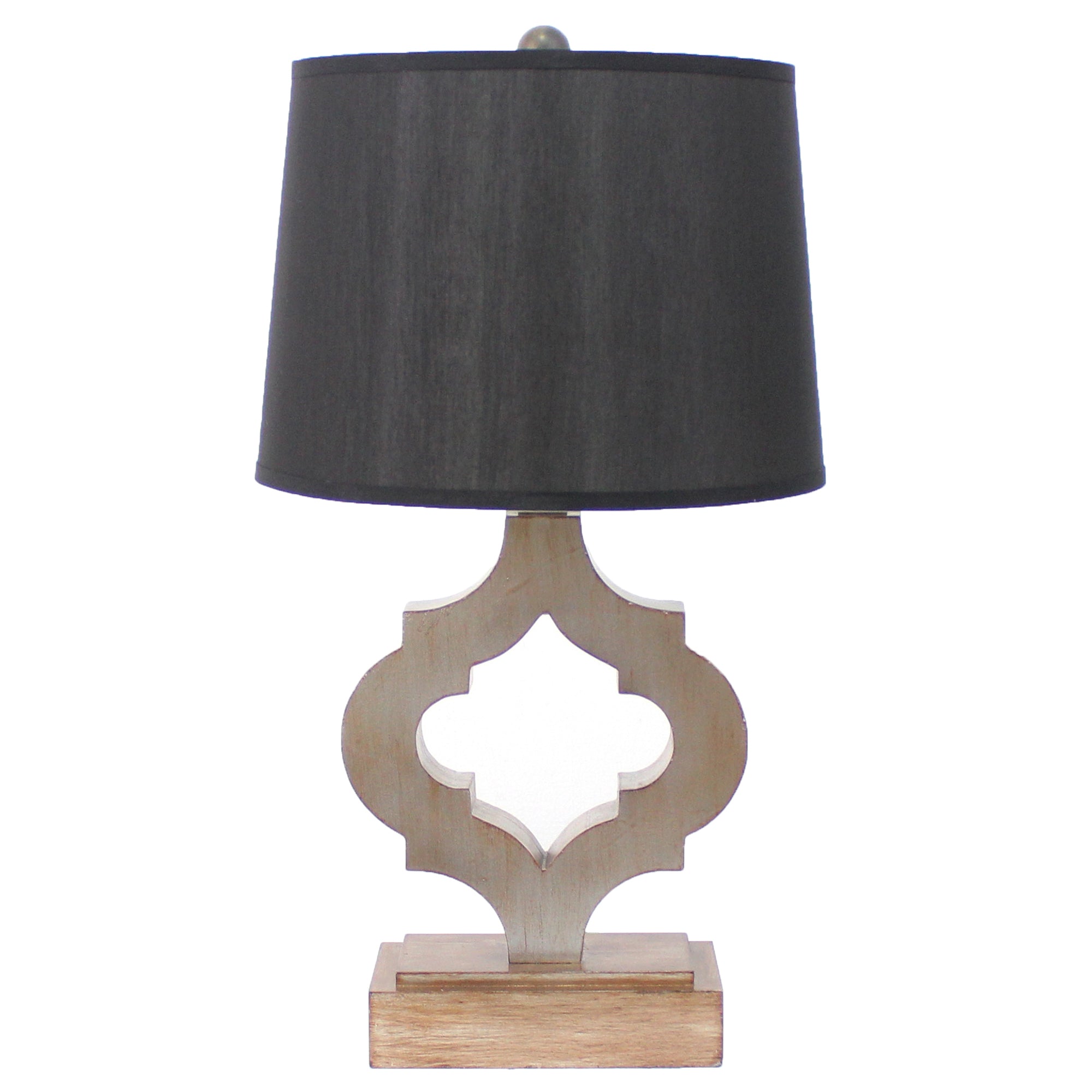 12 x 14 x 25.25 Black Traditional Wooden Linen Shade - Table Lamp