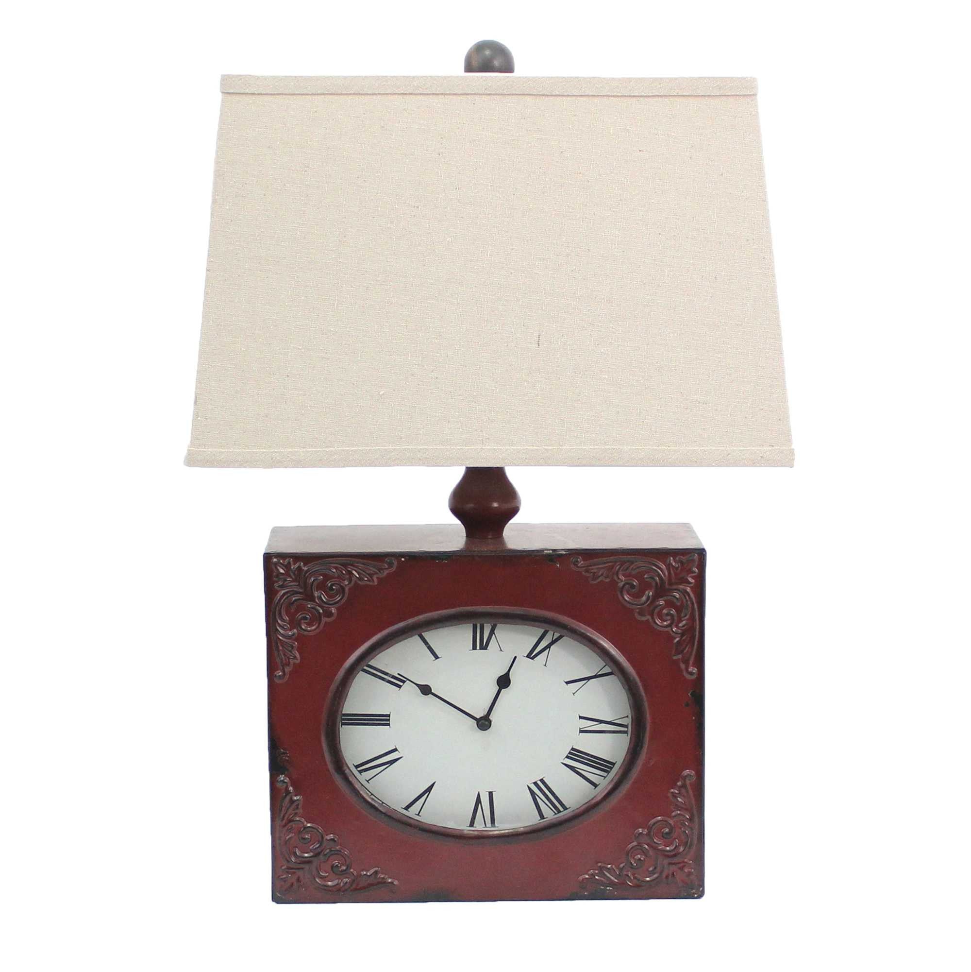 7 X 7 X 22 Red Vintage Metal Clock Base - Table Lamp
