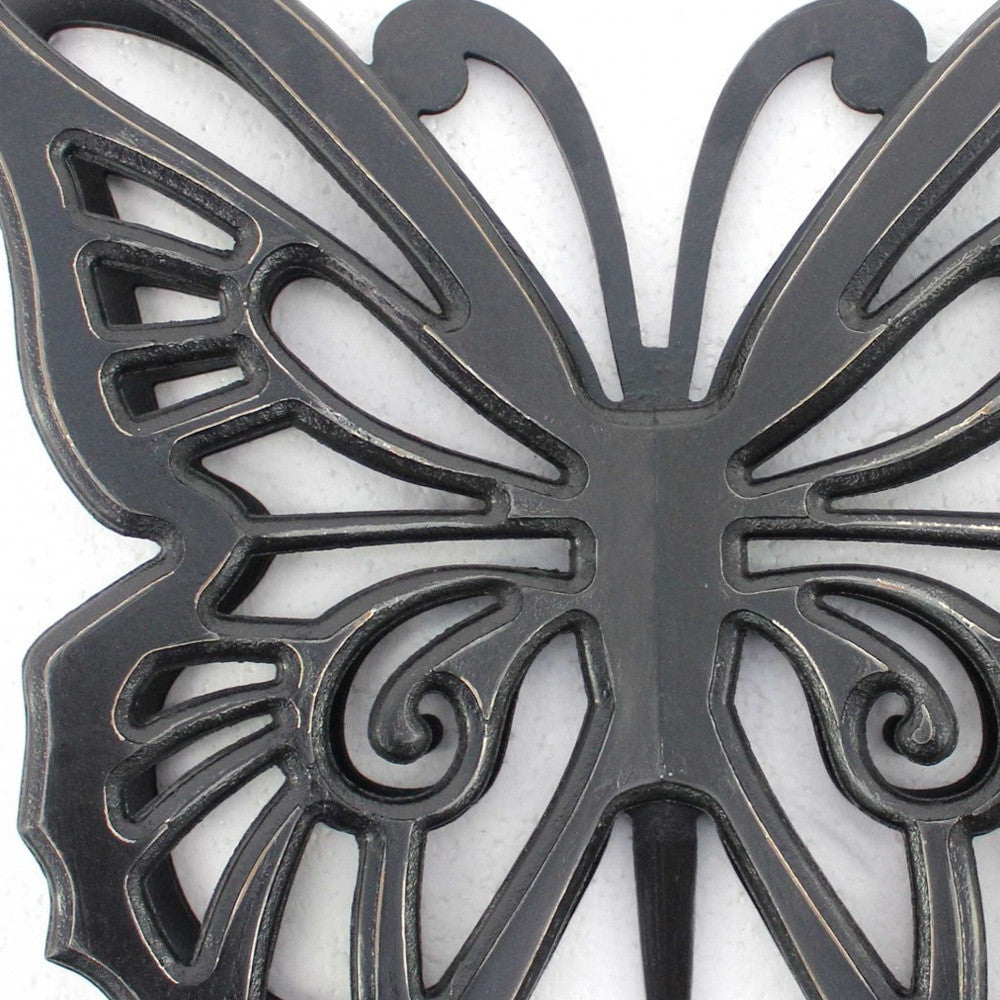 23" X 19" Black Rustic Butterfly Wooden Wall Decor
