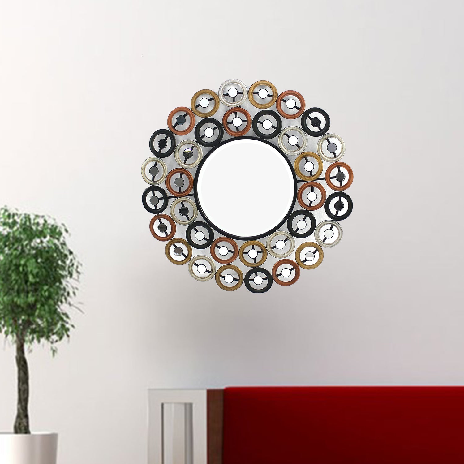 31" X 31" X 1" Multi-Color Modern Stylish Mirrored Metal  Wall Decor