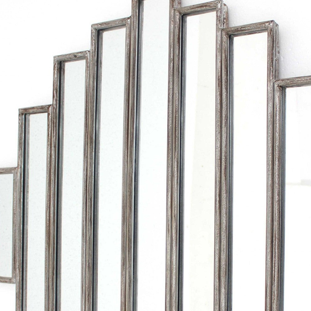 36" X 36" X 2" Silver Rustic Multi Mirrored Wall Sculpture