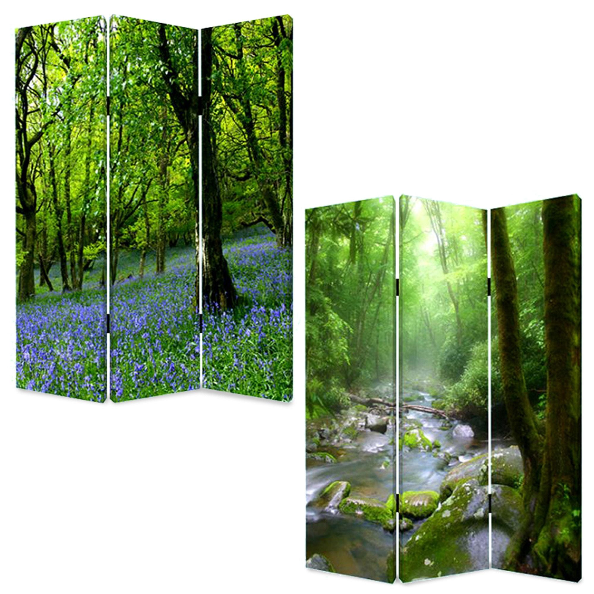 48" X 72" Multi Color Wood Canvas Meadows And Streams  Screen