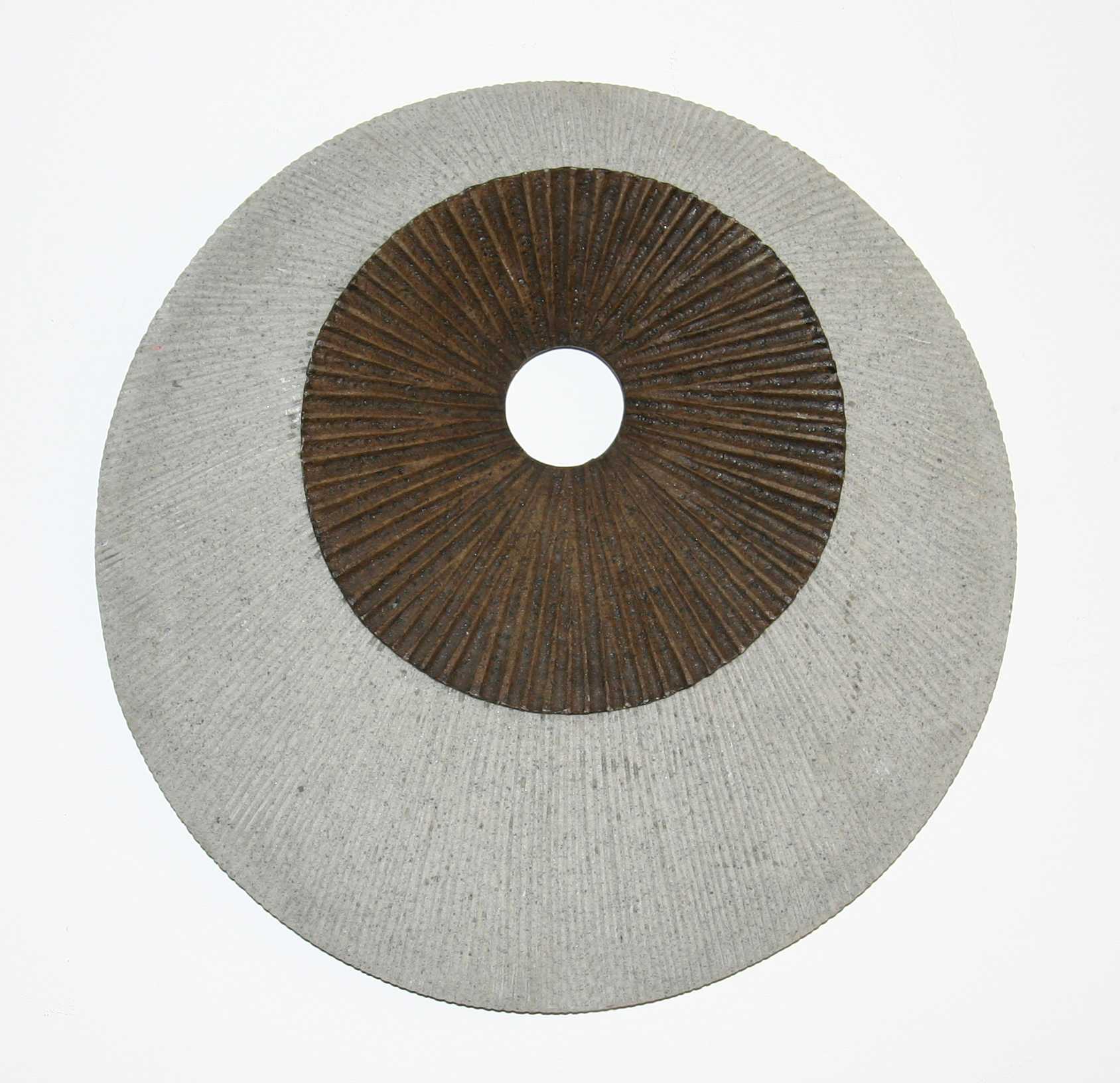 27" X 27" X 3" Brown & Gray Round Double Layer Ribbed  Wall Decor
