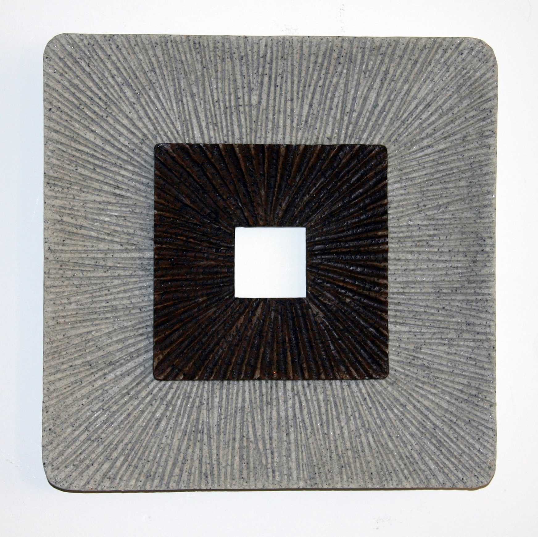 19" X 19" X 2.5" Modern Brown And Gray Ribbed Square Wall Art