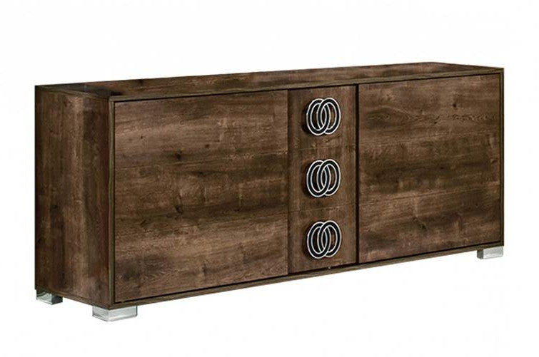 66" Brown Three Drawer Double Dresser