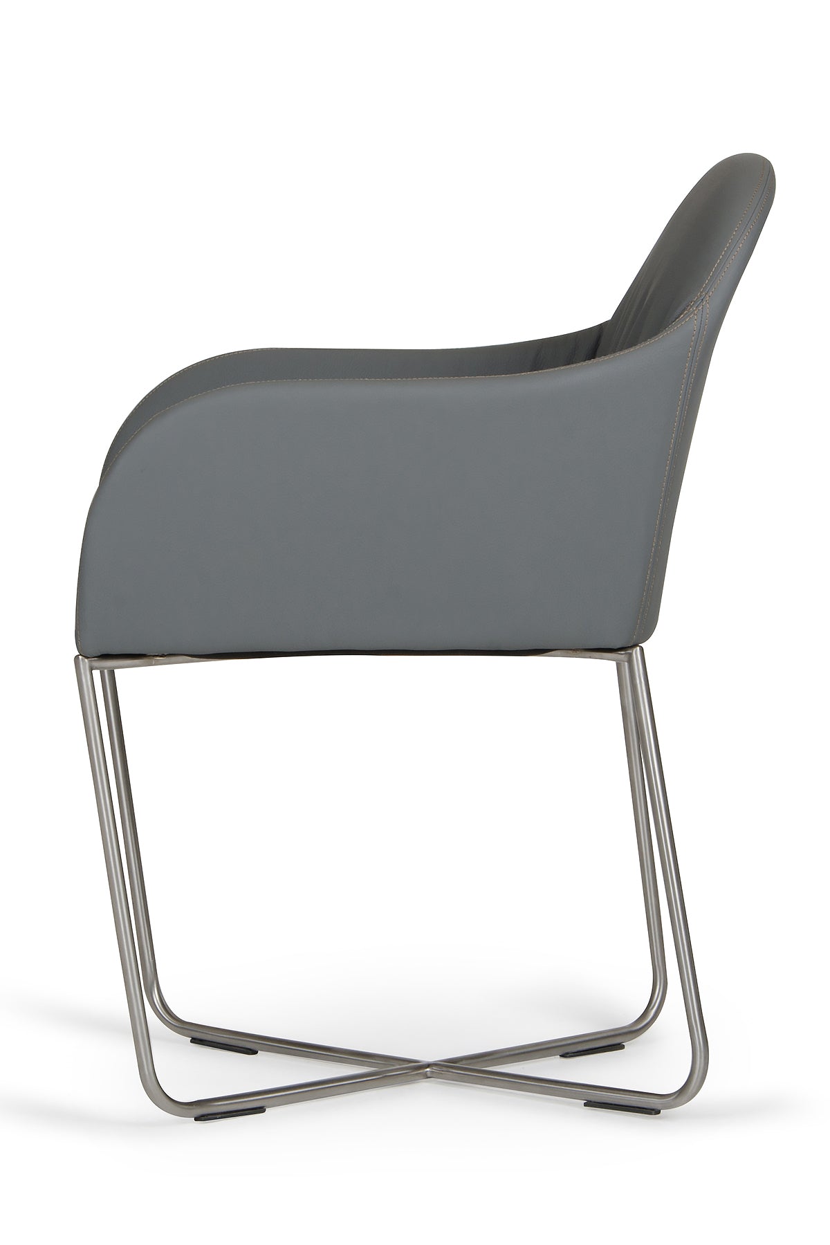 34" Grey Leatherette And Steel Dining Chair