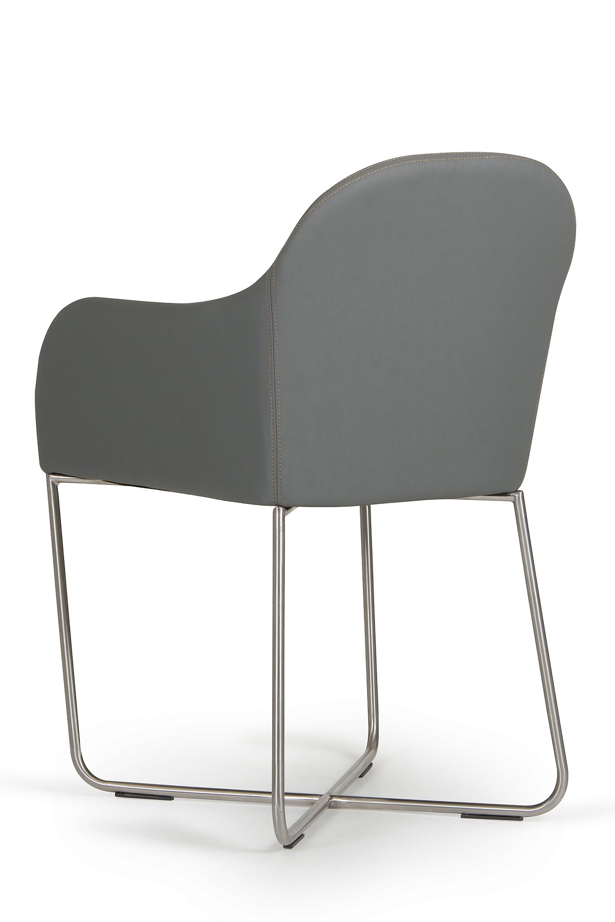 34" Grey Leatherette And Steel Dining Chair