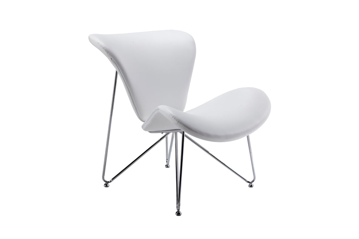 28" White And Silver Polyester Butterfly Chair