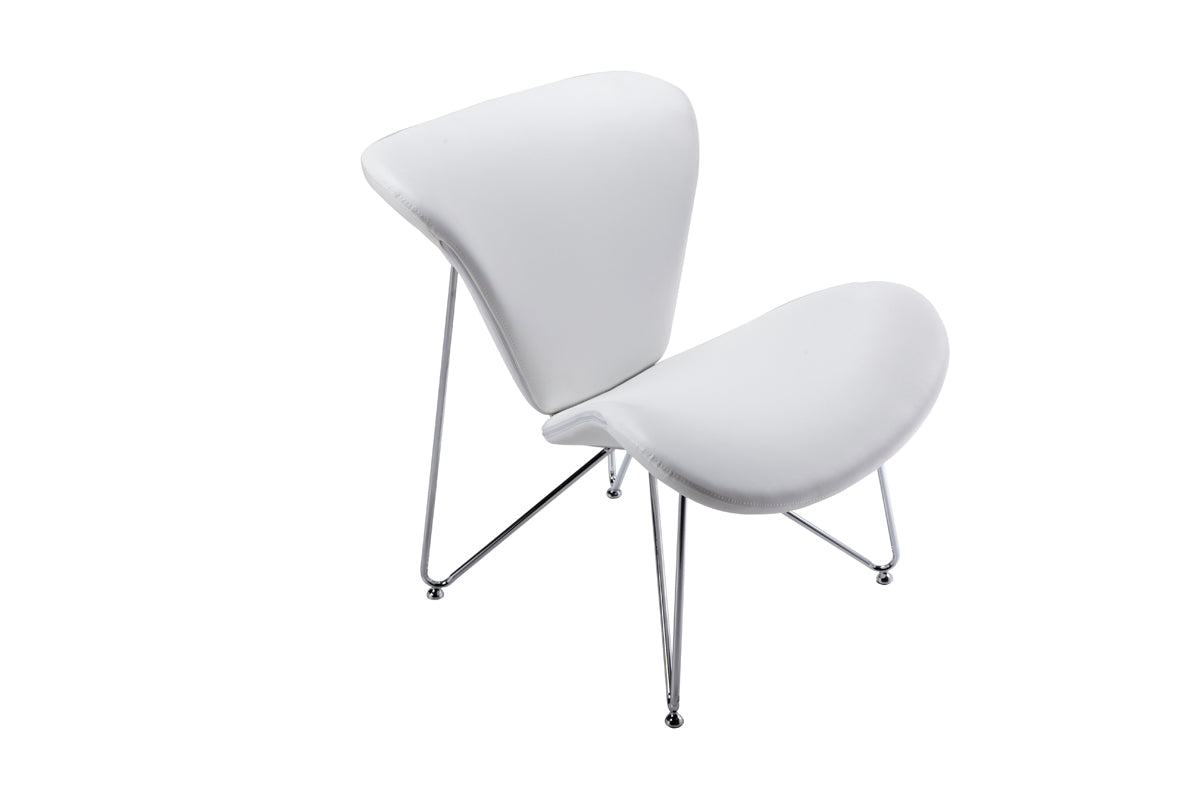 28" White And Silver Polyester Butterfly Chair