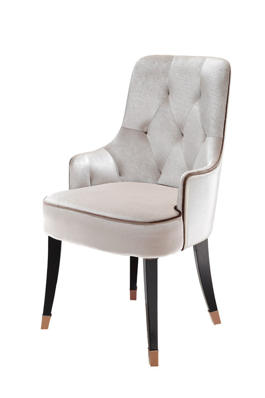 38" White Velvet Fabric Dining Chair