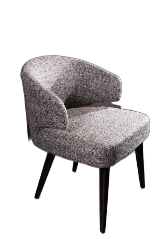 Gray And Black Upholstered Fabric Wing Back Dining Arm Chair