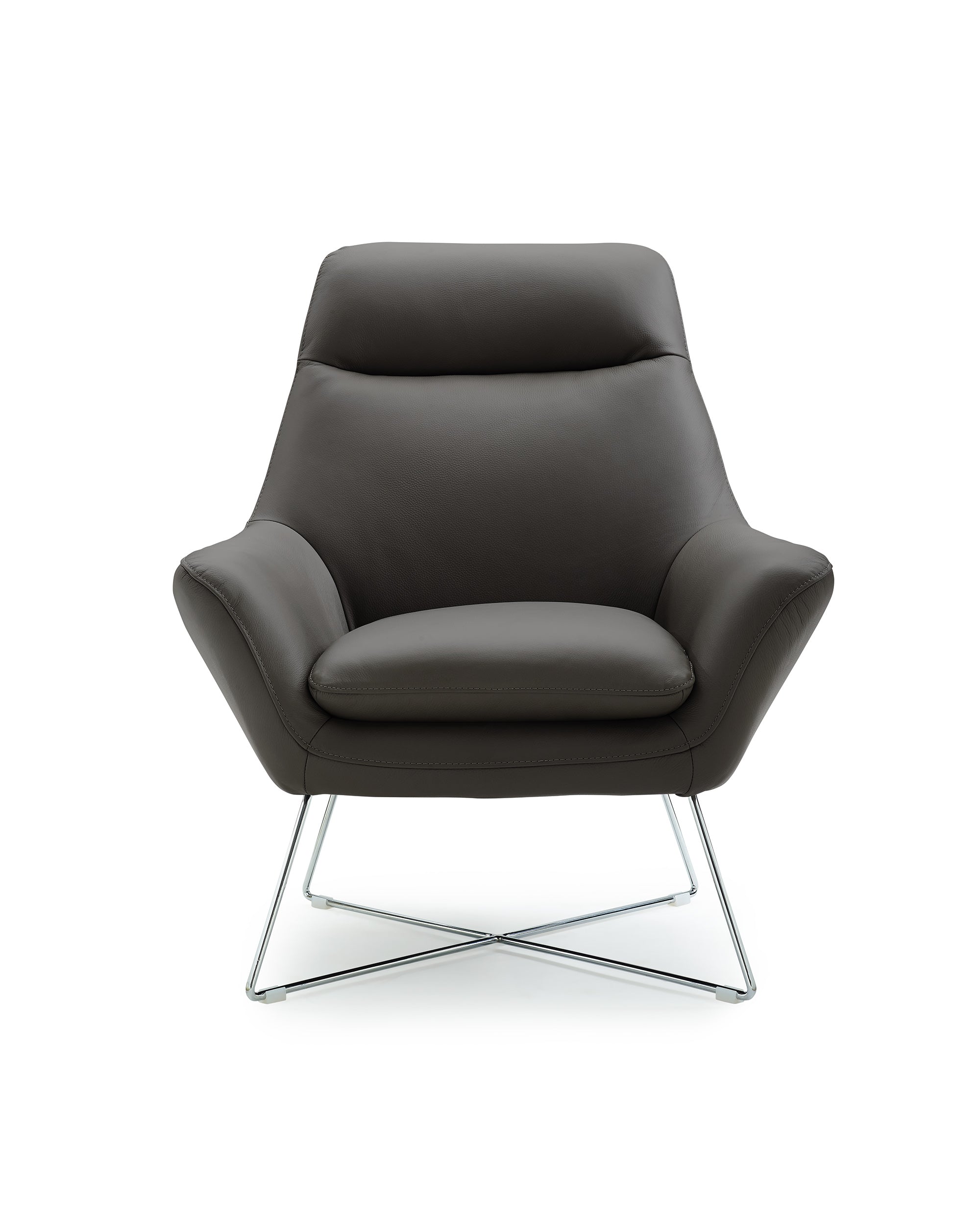 Modern Dark Gray Top Grain Italian Leather Accent Chair