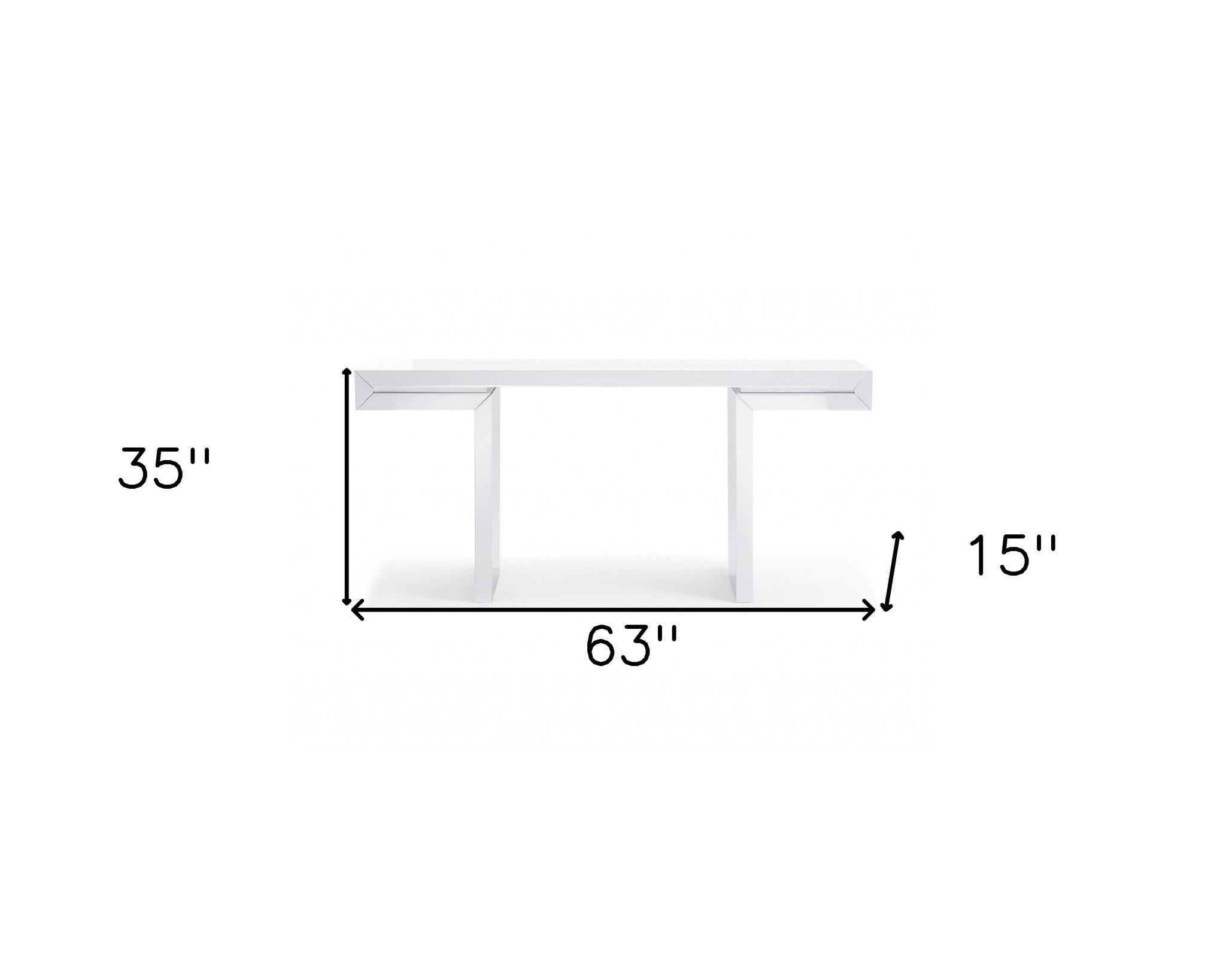 63" White Trestle Console Table