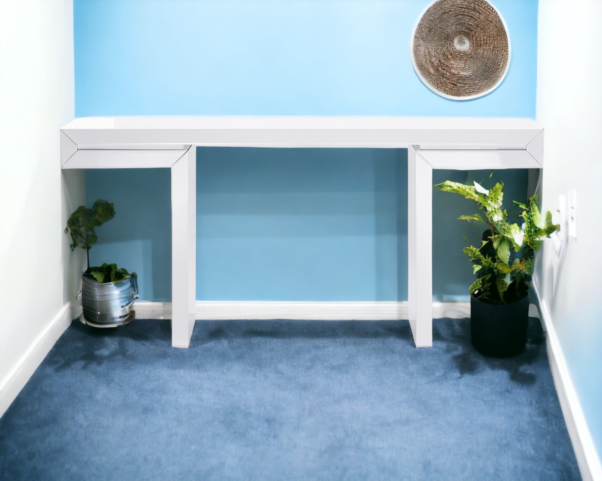 63" White Trestle Console Table