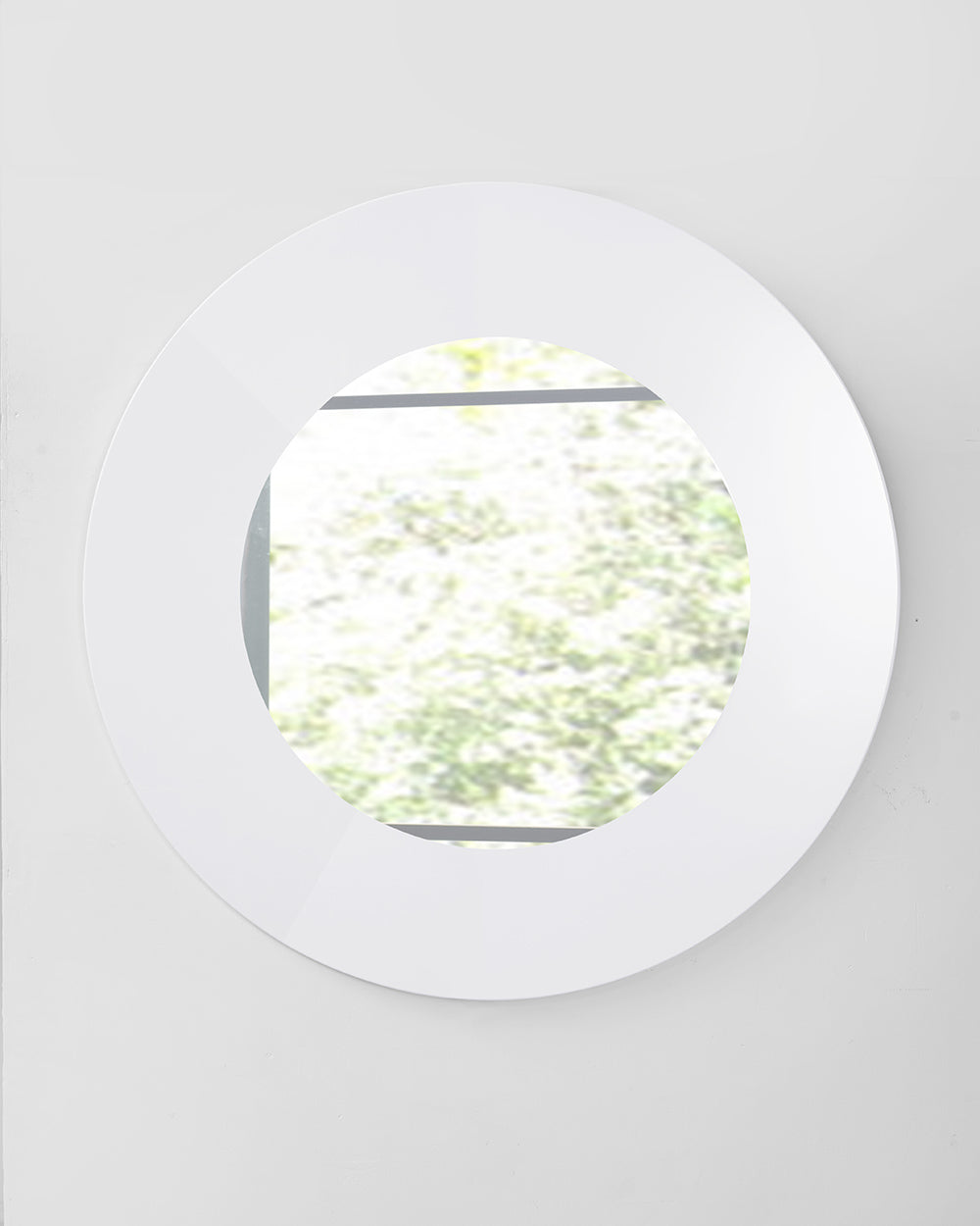 40" White Round Wood Framed Accent Mirror