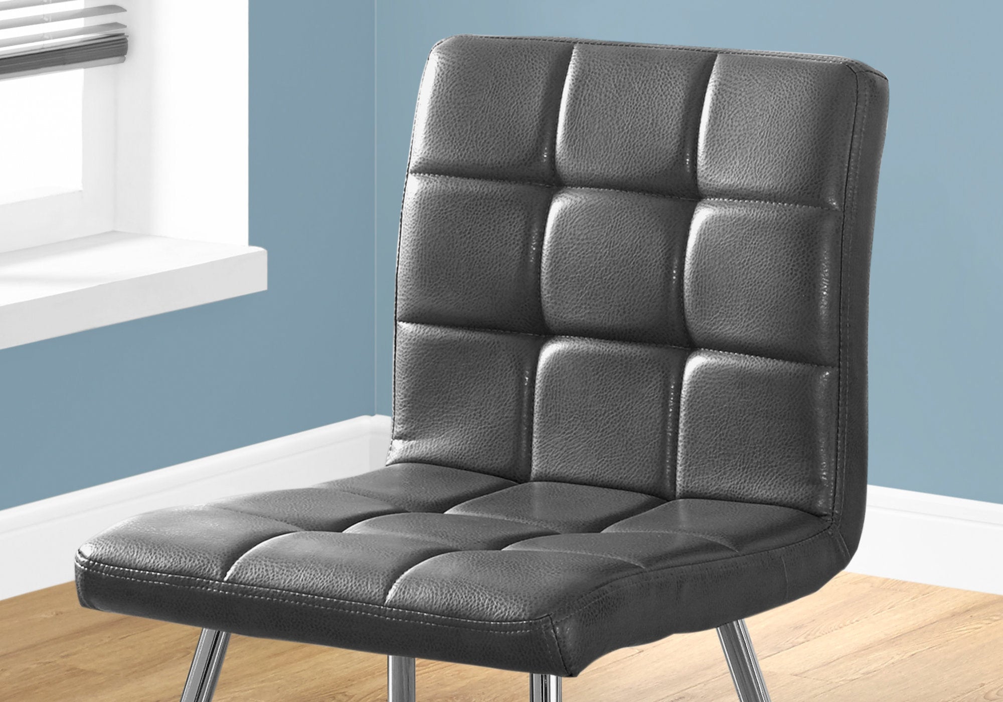 47" x 37" x 63" Black Foam Metal Polyurethane Leather Look Dining Chairs 2pcs