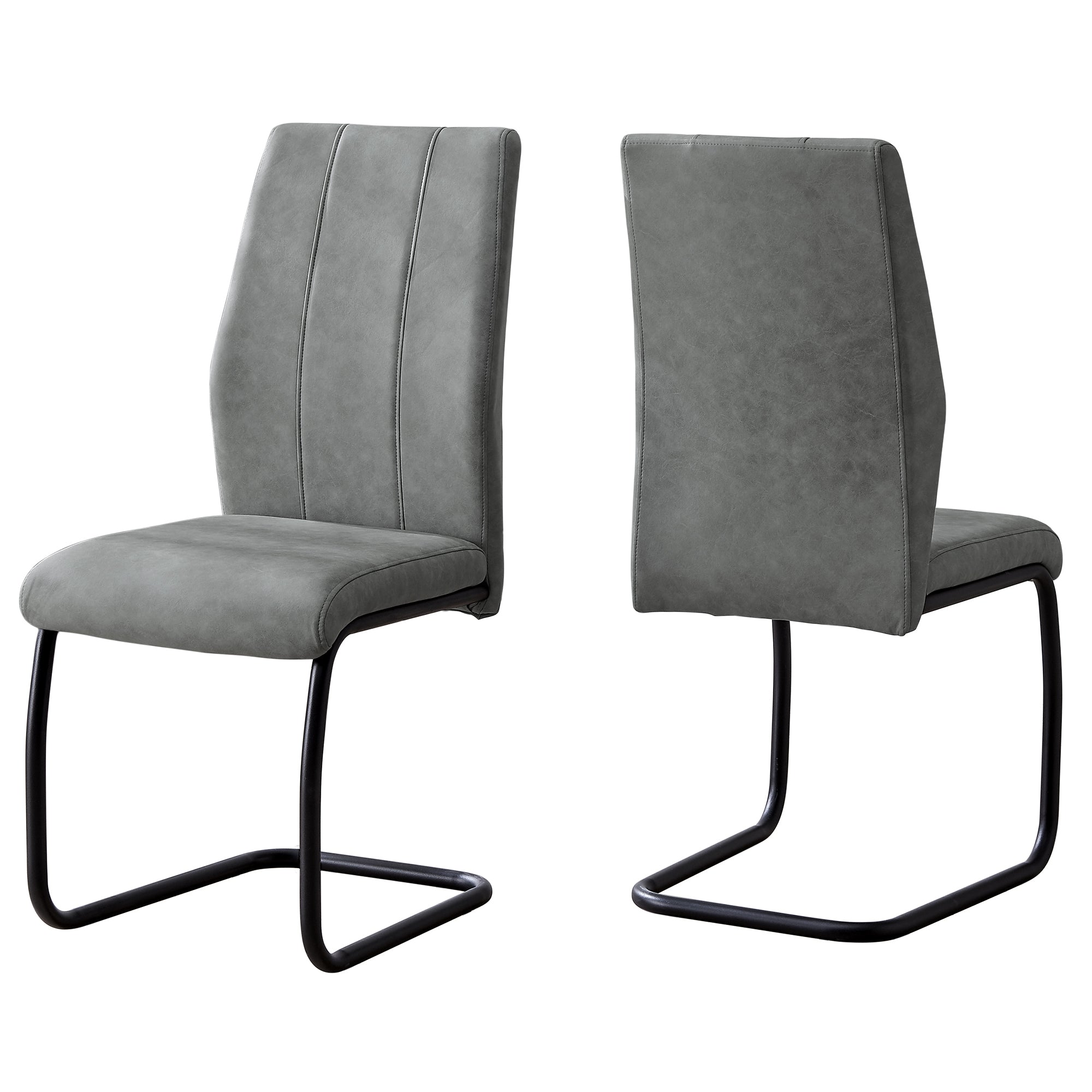 Two 77.5" Fabric Black Metal And Polyester Dining Chairs