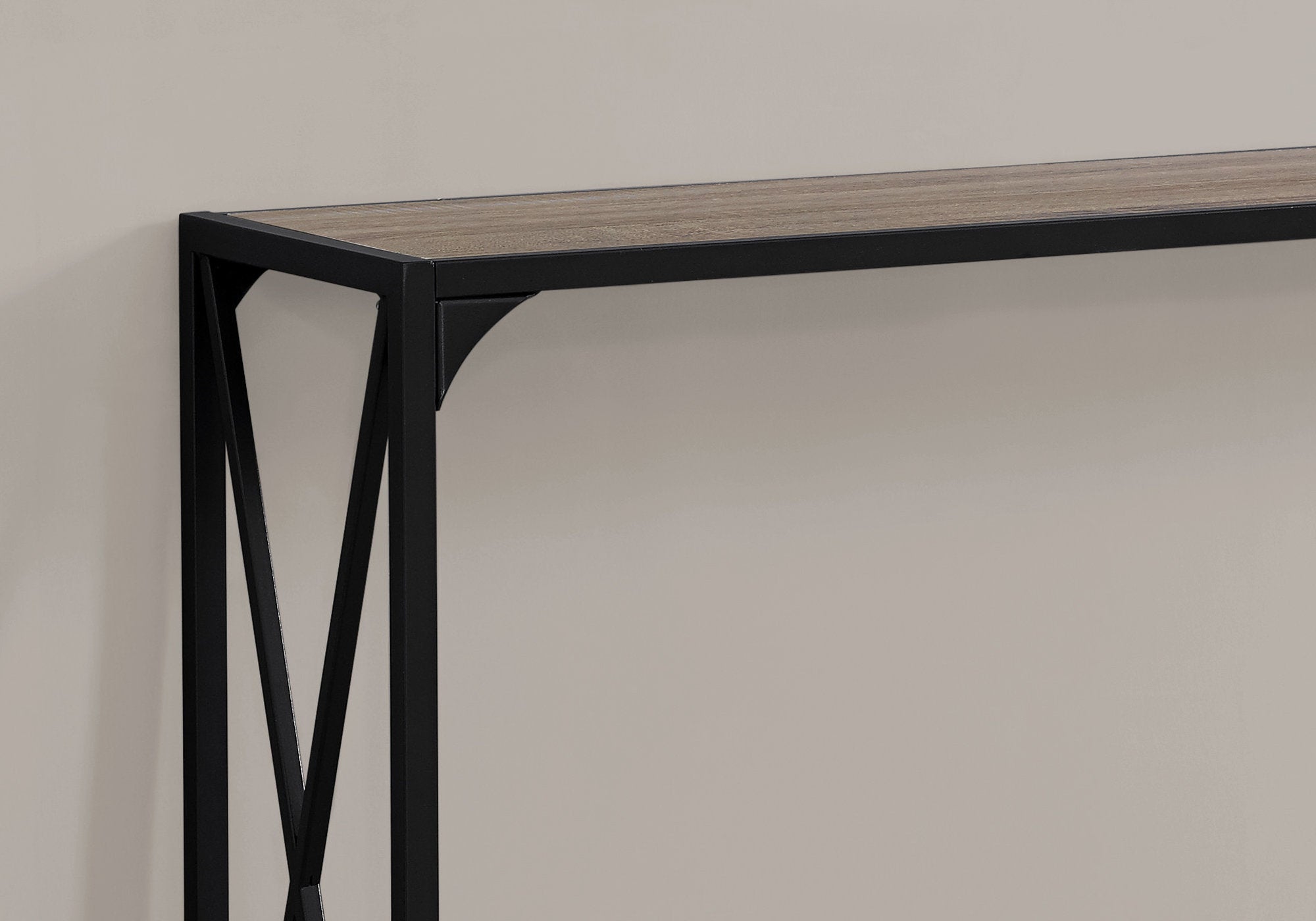 48" Taupe and Black Console Table With Shelves