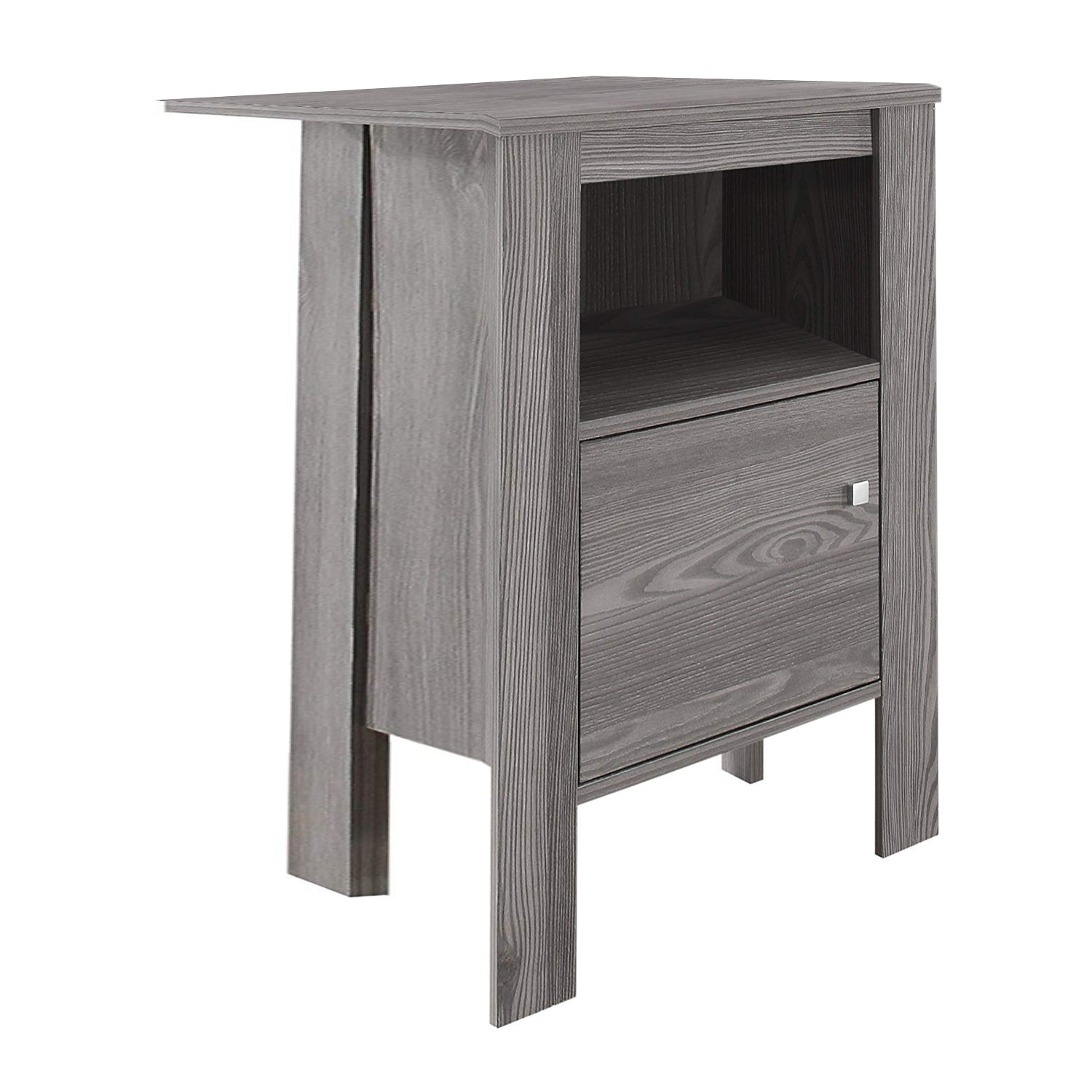 24" Gray Wood End Table With Shelf