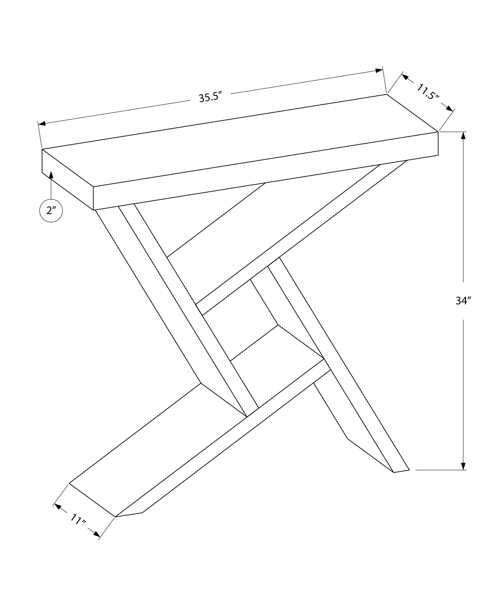 36" Gray and White Abstract Console Table With Shelves