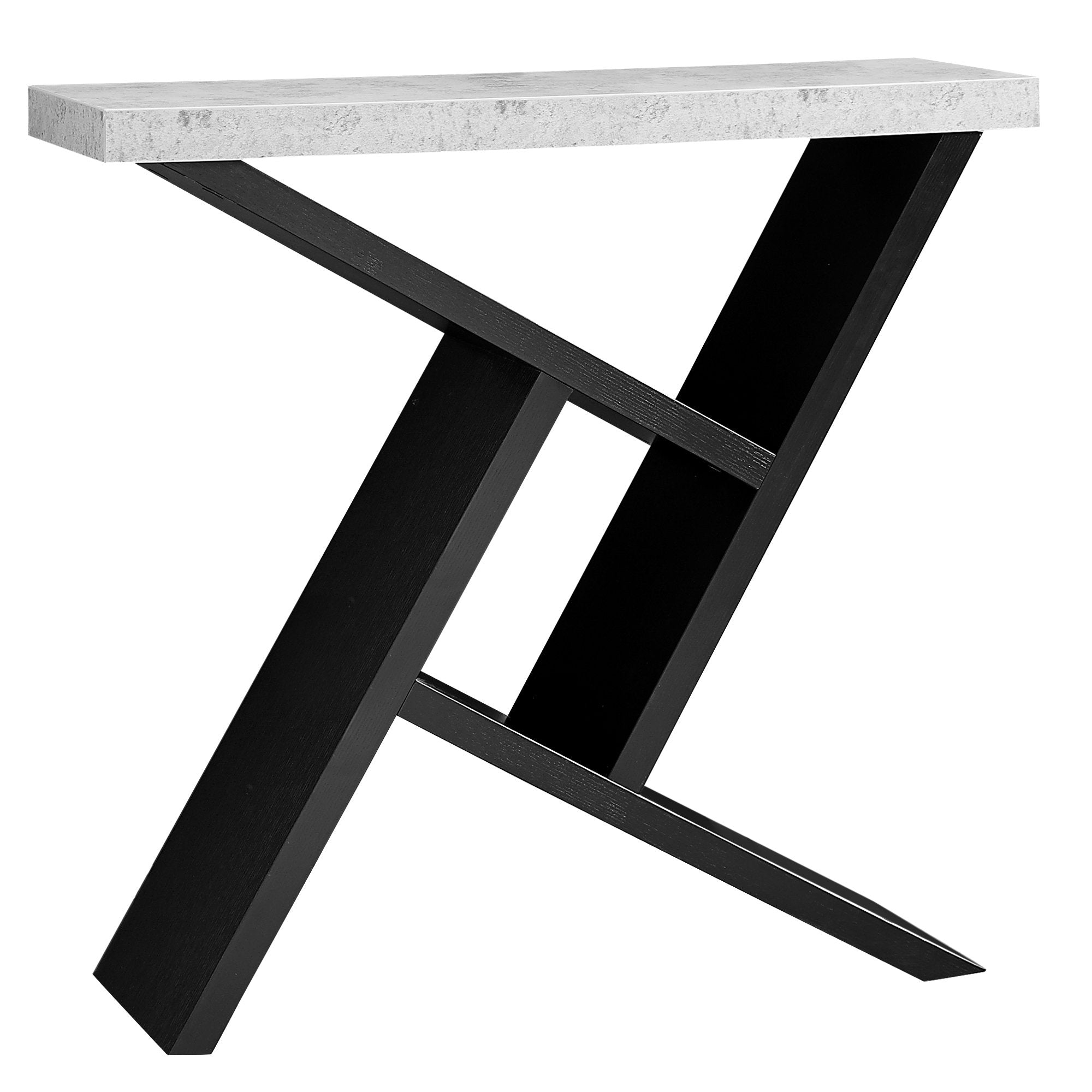 36" Gray And Black Abstract Console Table With Storage