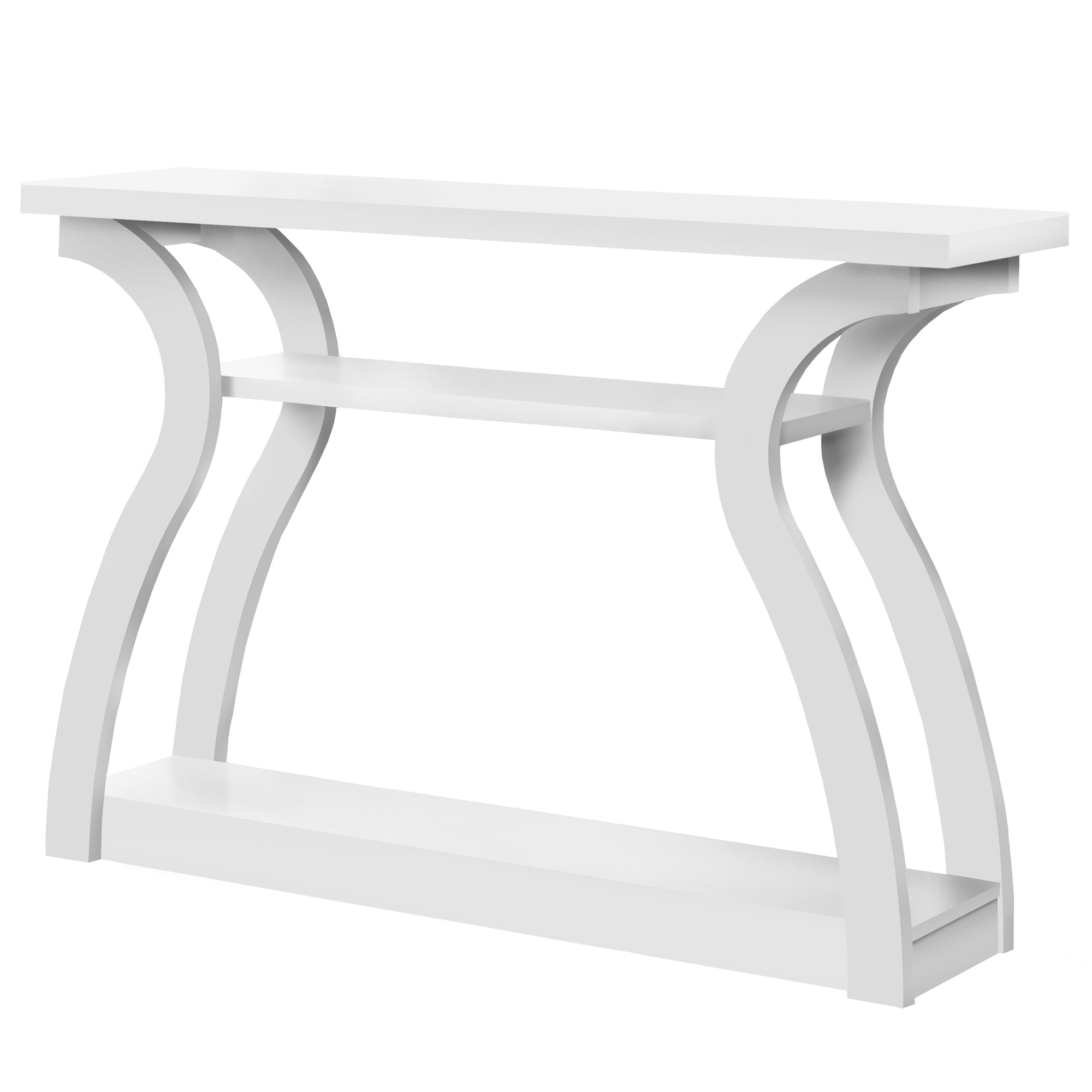 47" White Floor Shelf Console Table With Storage