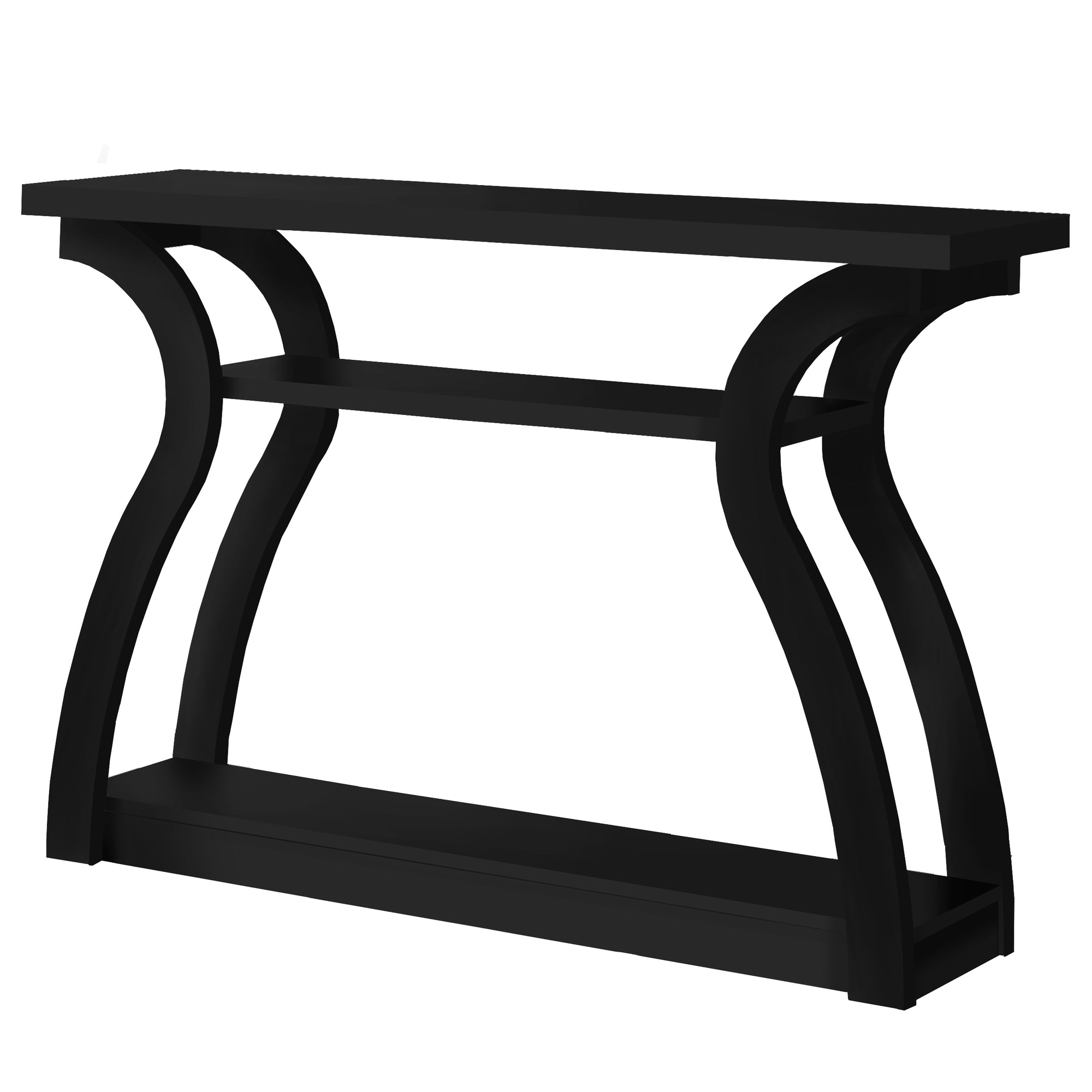 47" Black Floor Shelf Console Table With Storage