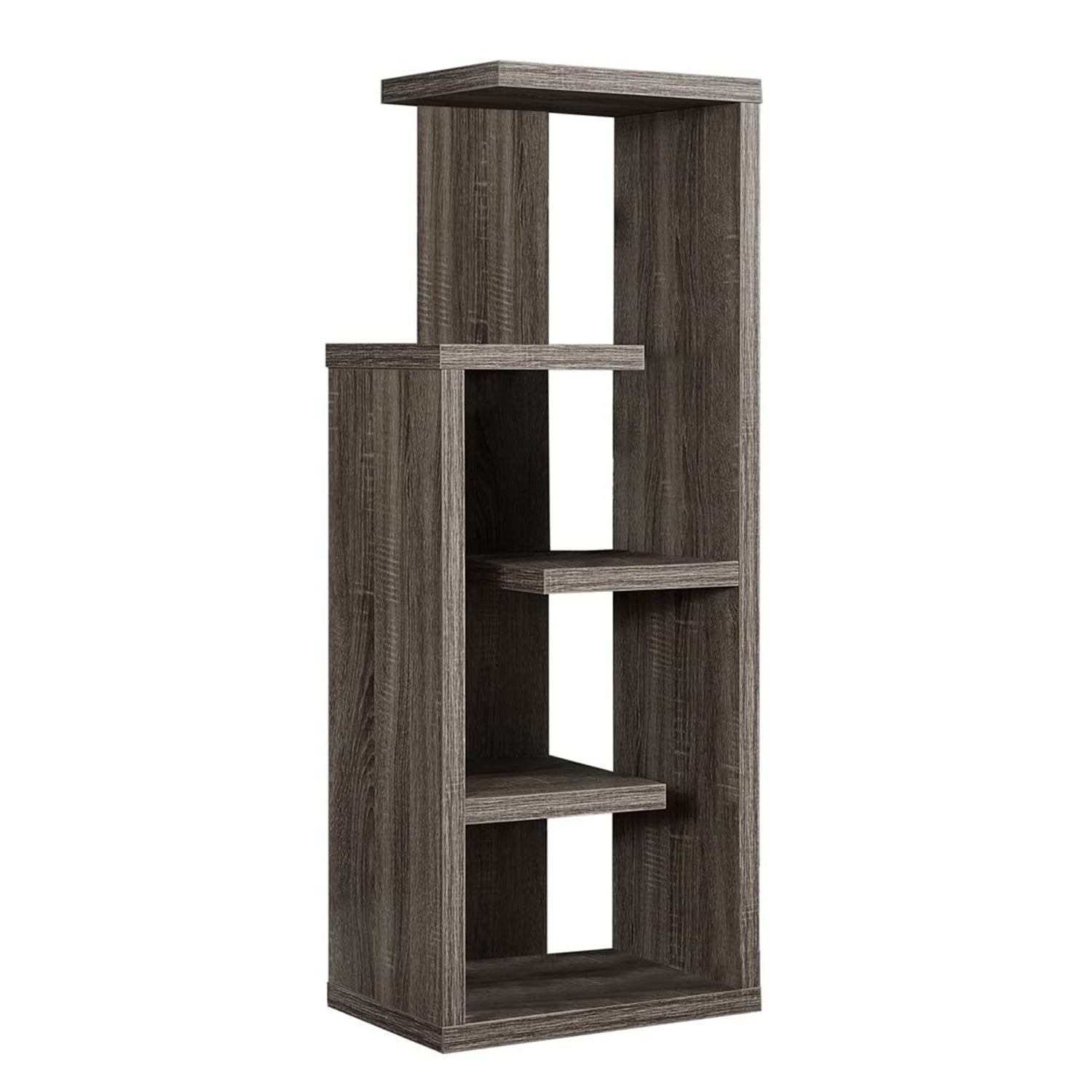 47" Dark Taupe Wood Etagere Bookcase