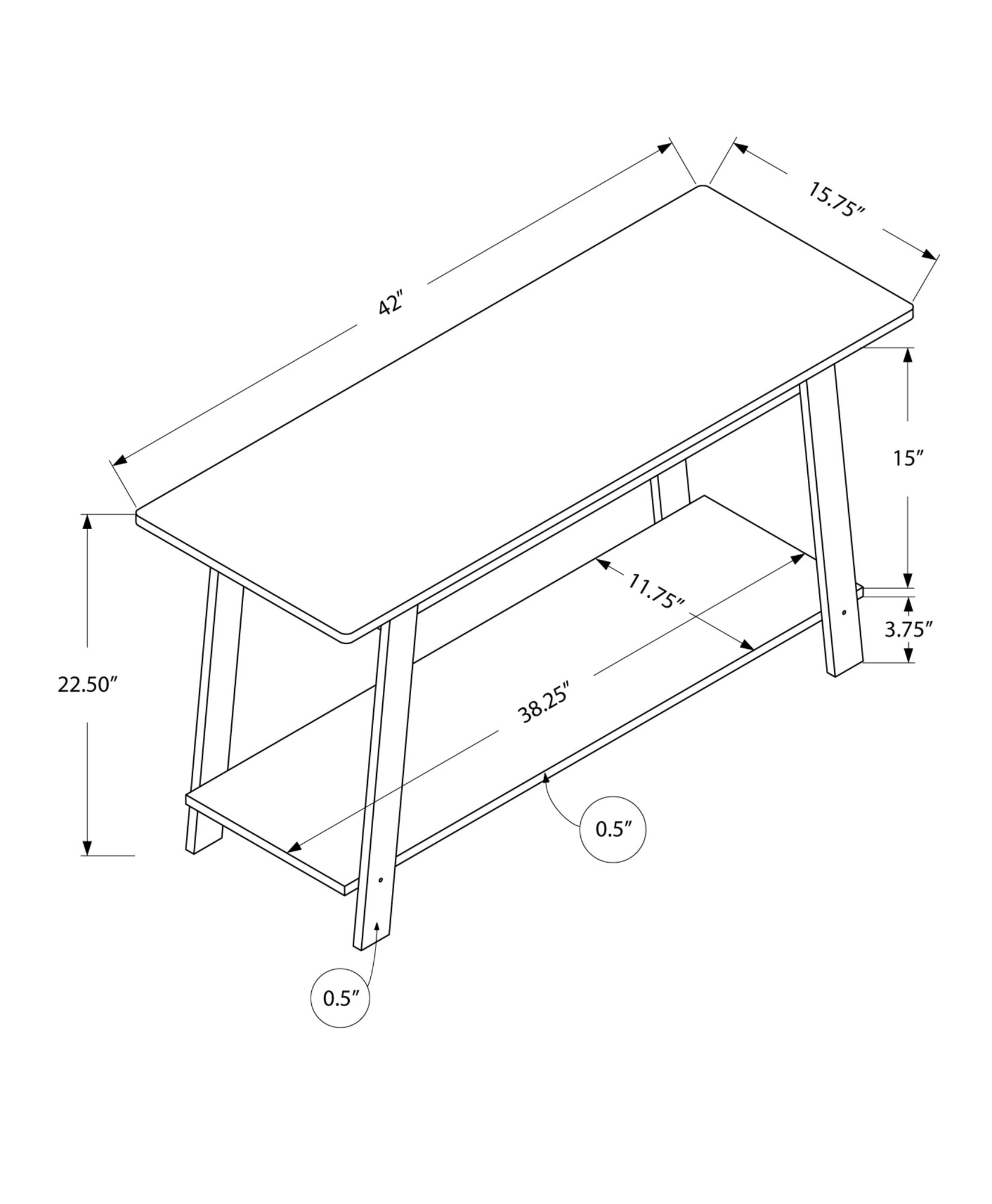 42" Gray Open Shelving TV Stand