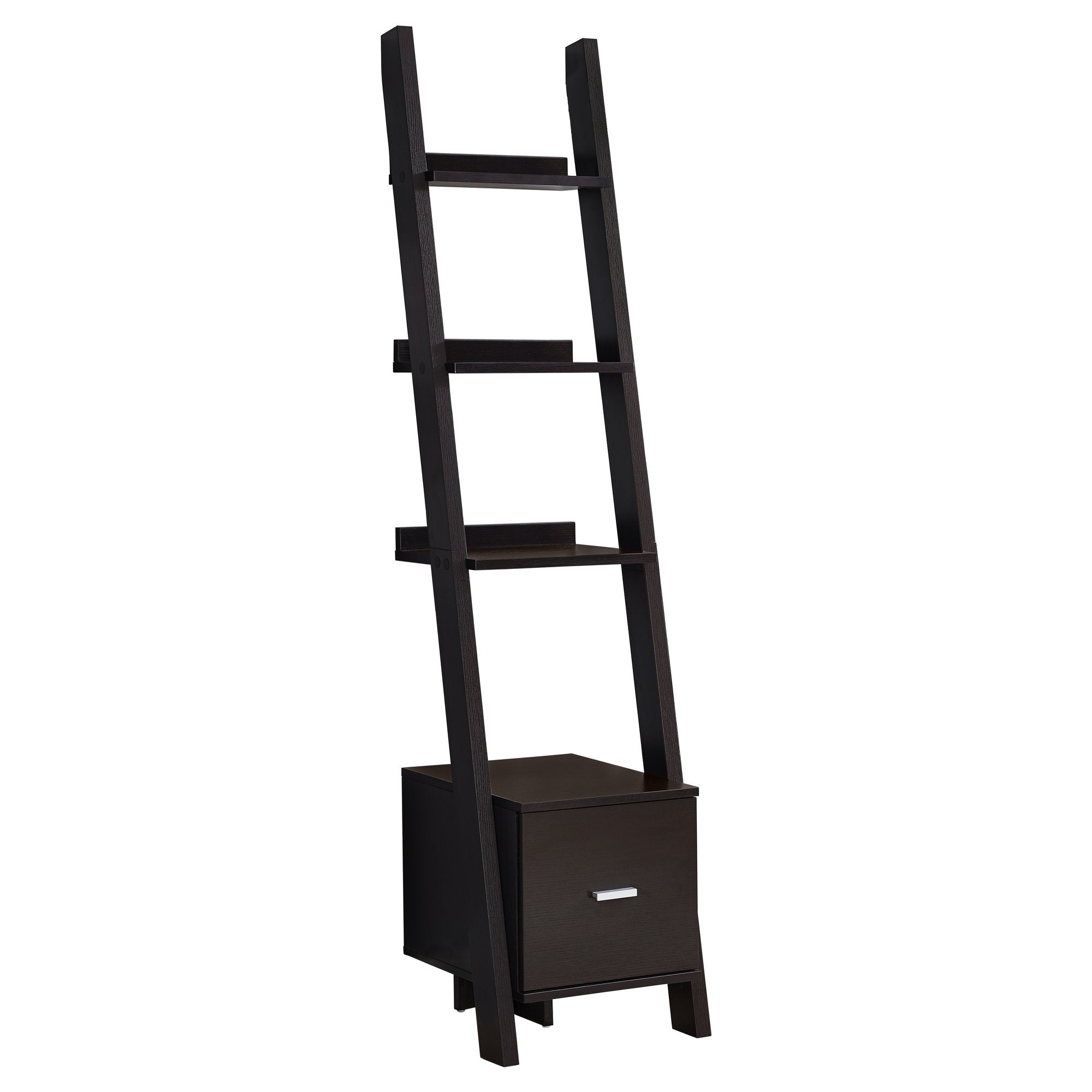 69" Cappuccino Wood Ladder Bookcase