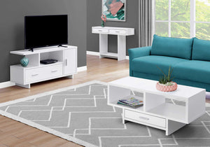 15.5" x 47.25" x 23.75" White Particle Board Hollow Core TV Stand with Storage