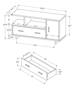 15.5" x 47.25" x 23.75" White Particle Board Hollow Core TV Stand with Storage