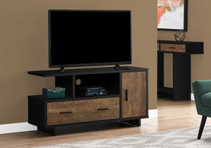 23.75" Black and Grey Particle Board Laminate and MDF TV Stand with Storage