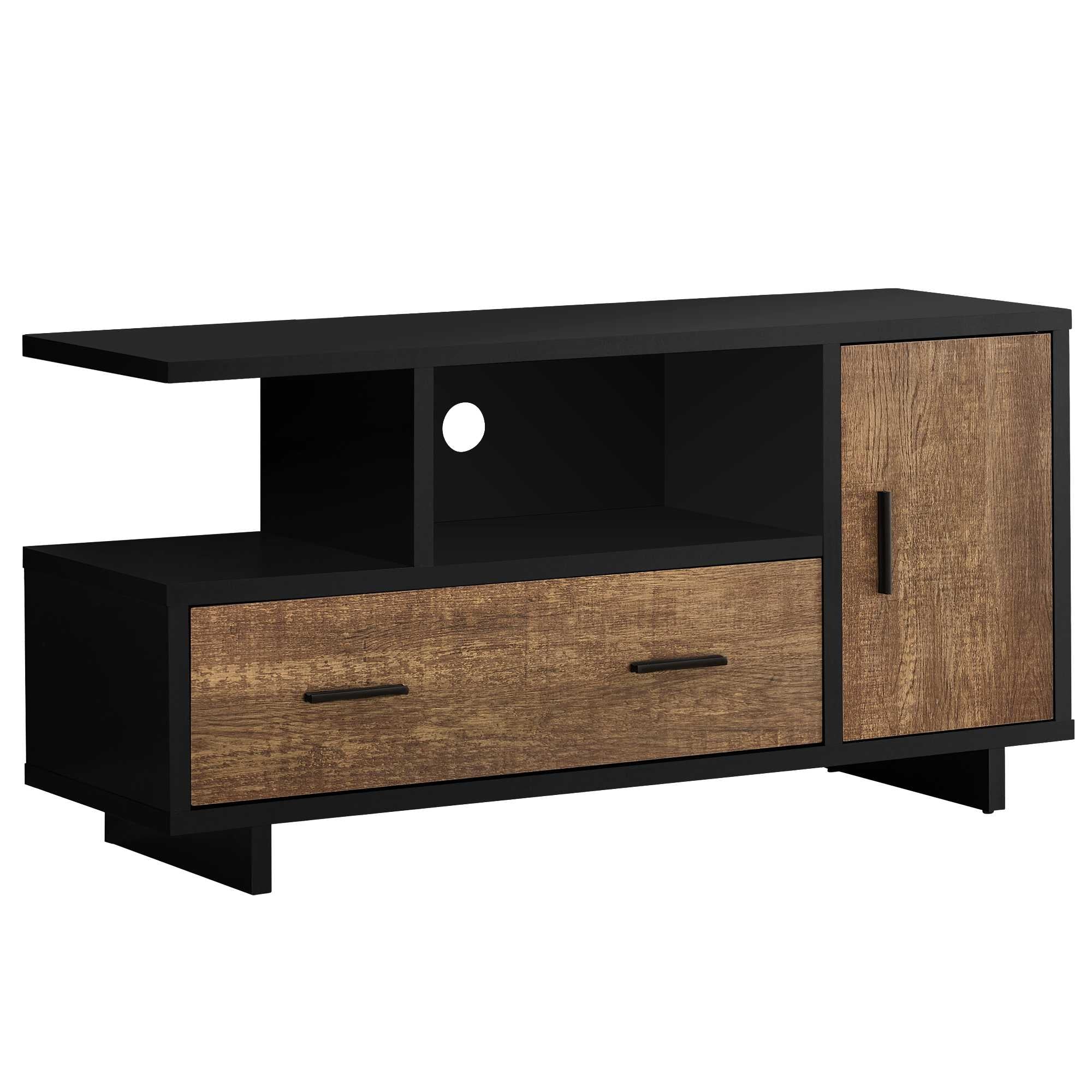 23.75" Black and Grey Particle Board Laminate and MDF TV Stand with Storage