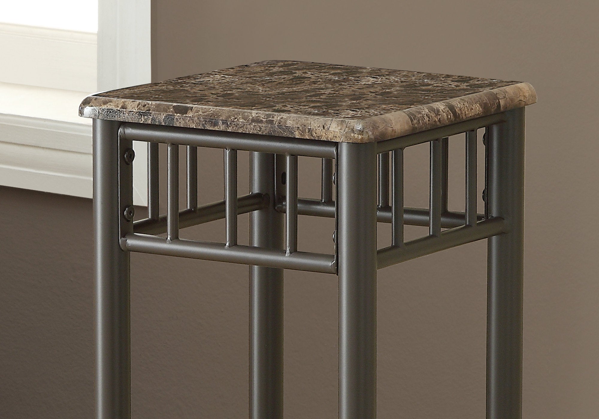 12" x 12" x 28" Cappuccino Mdf Metal Accent Table