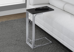 16" x 9" x 24.5" BlackSilver MDF and Metal Accent Table