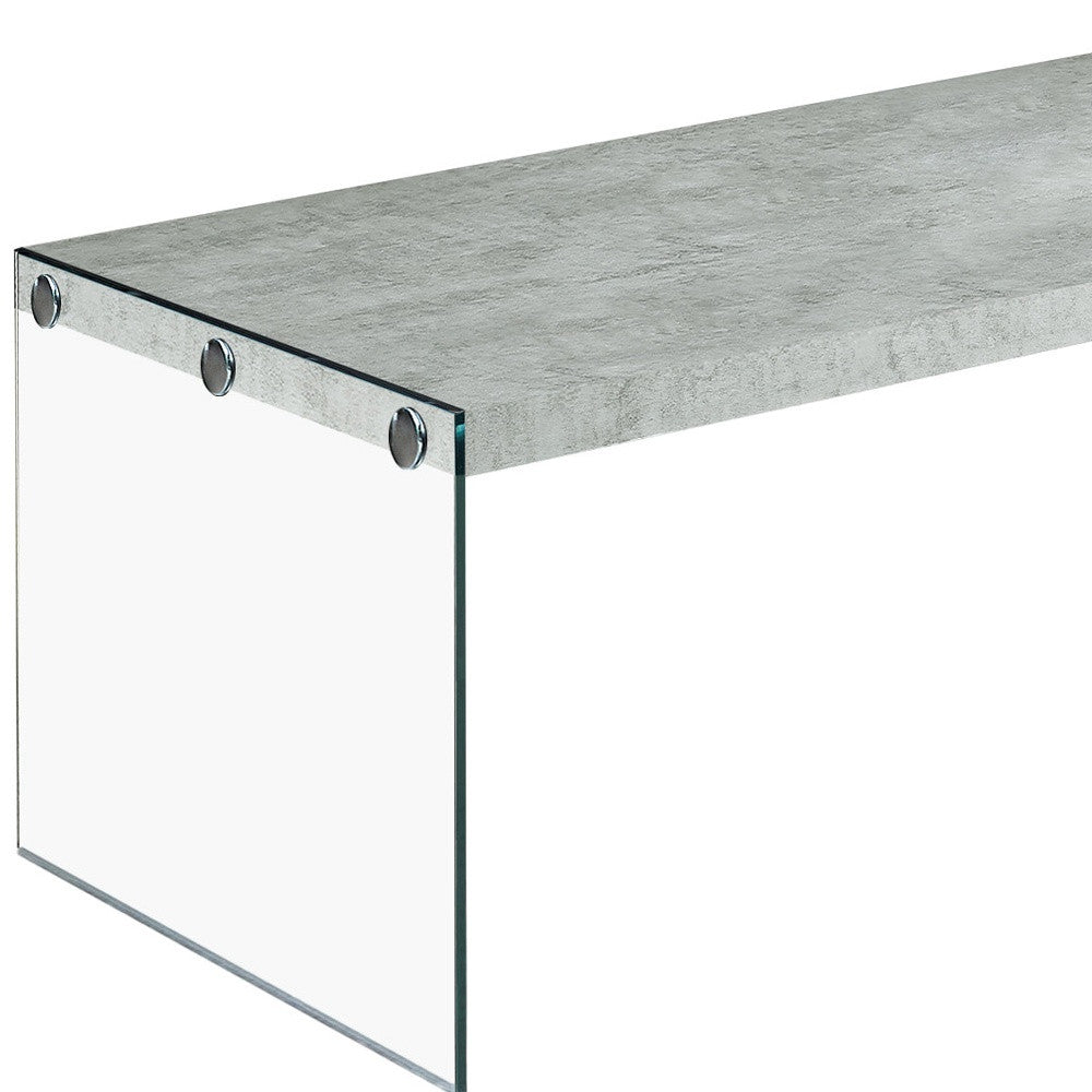 44" Gray  Clear Wood And Glass Coffee Table