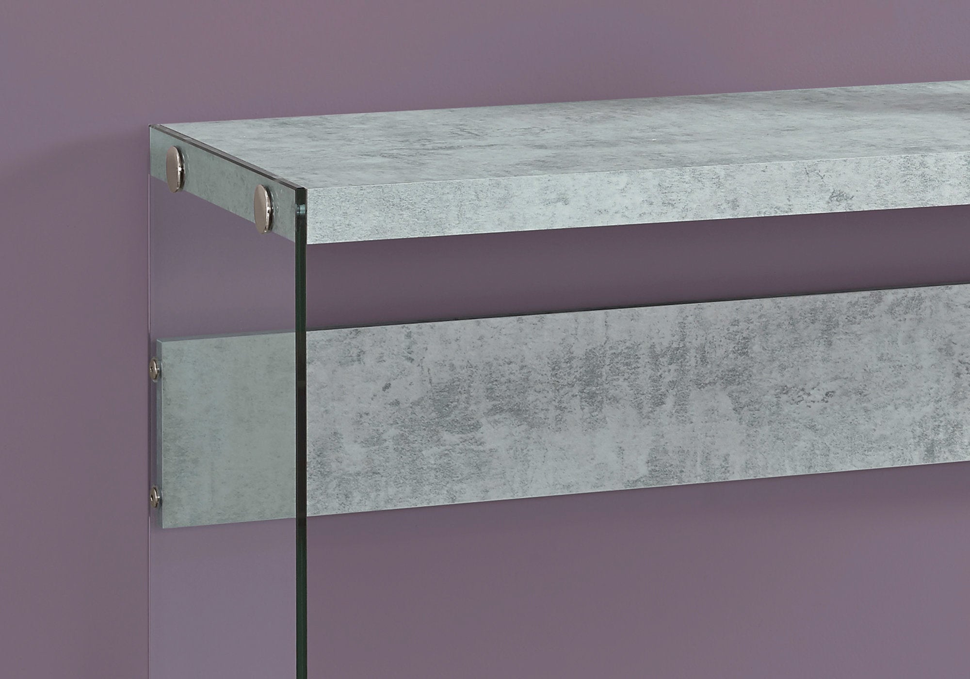 44" Taupe And Clear Solid Console Table