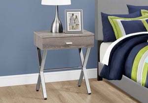 12" x 18.25" x 22.25" Taupe Finish and Black Metal Accent Table