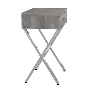 12" x 18.25" x 22.25" Taupe Finish and Black Metal Accent Table