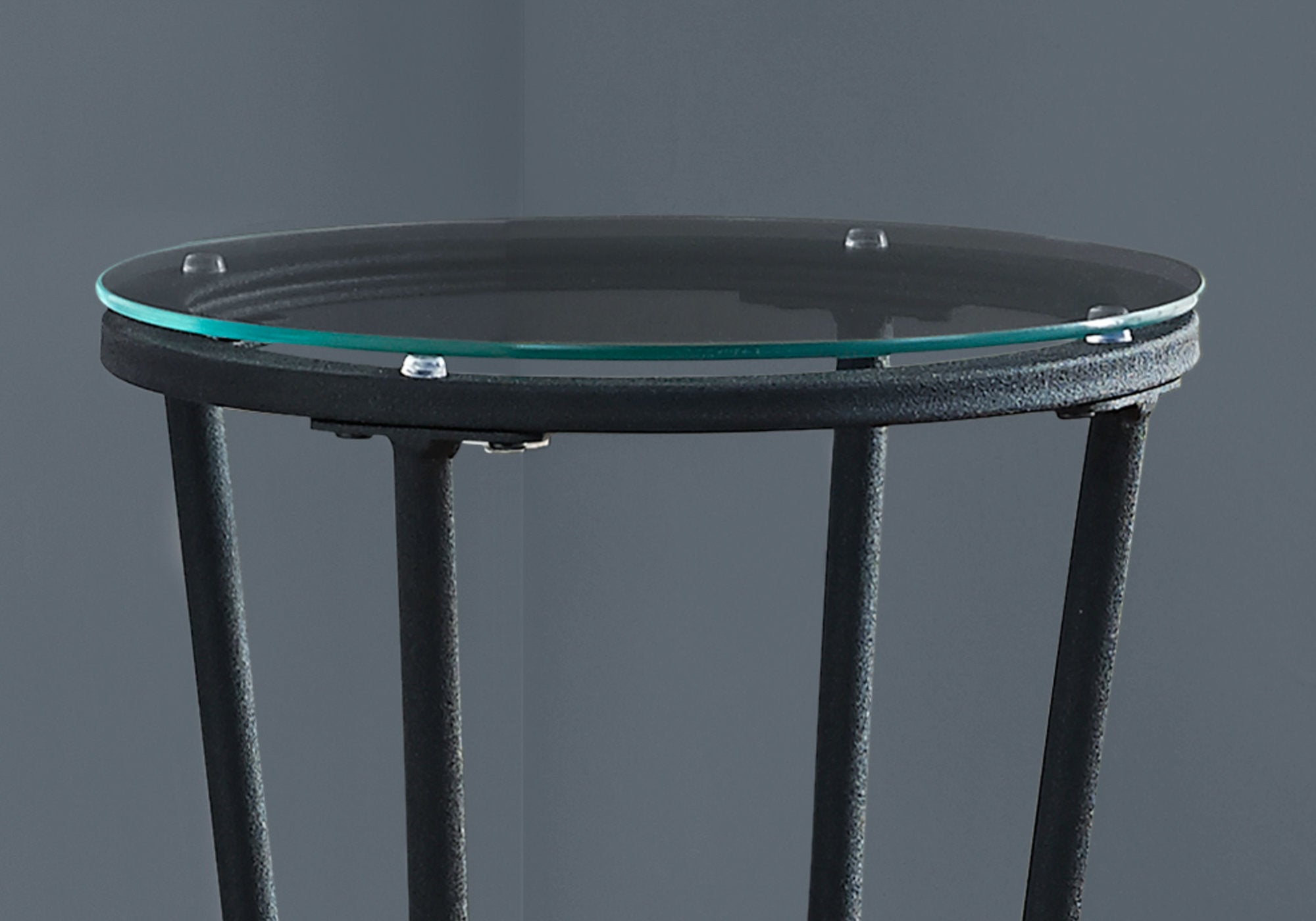 29" Black And Clear Glass Round End Table