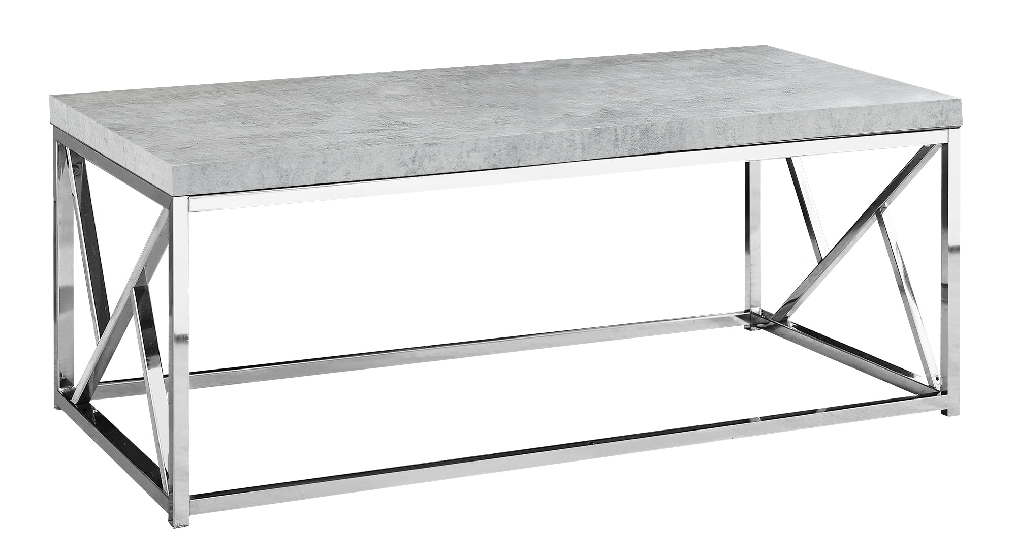 47" Gray And Silver Cement And Iron Coffee Table