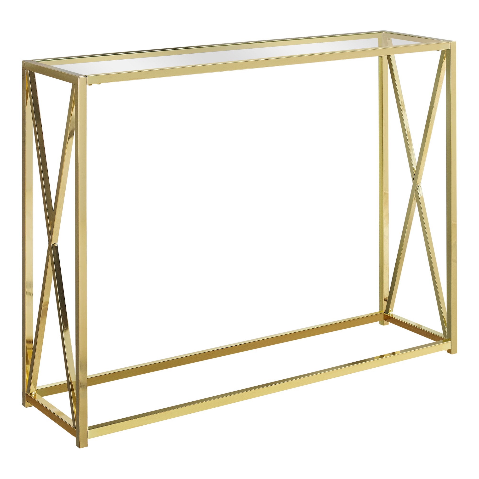 42" Clear And Gold Glass Frame Console Table