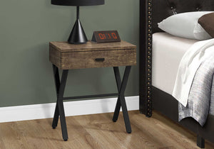 12" x 18.25" x 22.25" Taupe Finish and Black Metal Accent Table