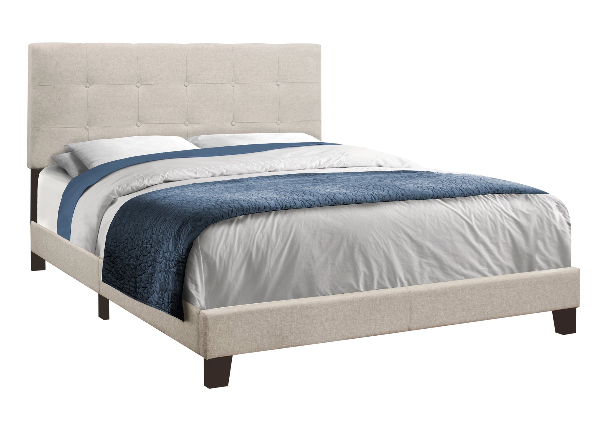 Gray Queen Tufted Upholstered Bed Frame