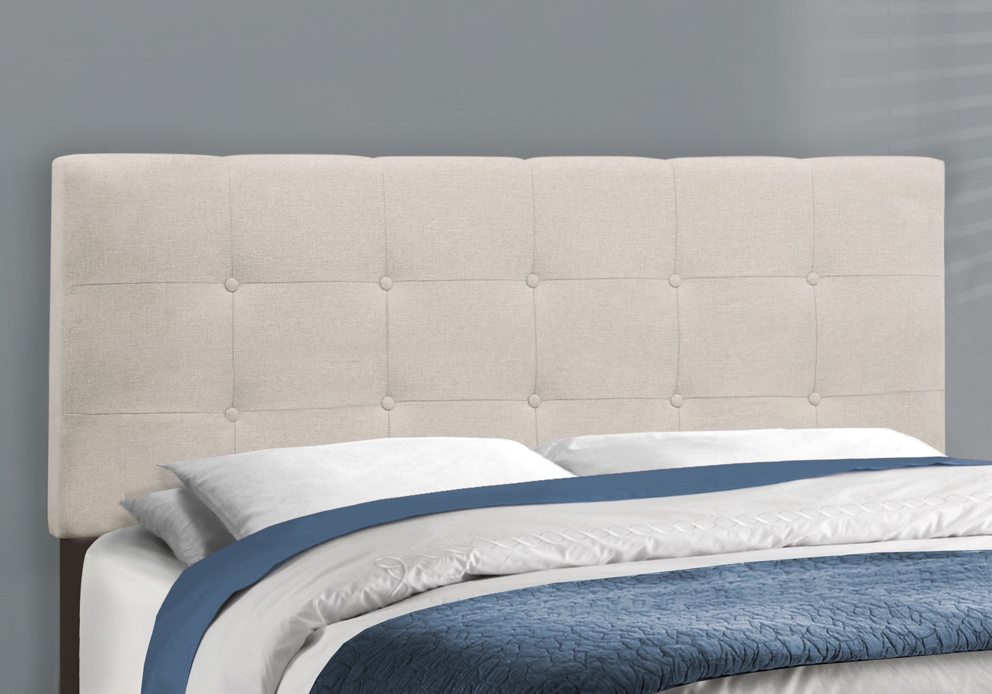 Gray Queen Tufted Upholstered Bed Frame