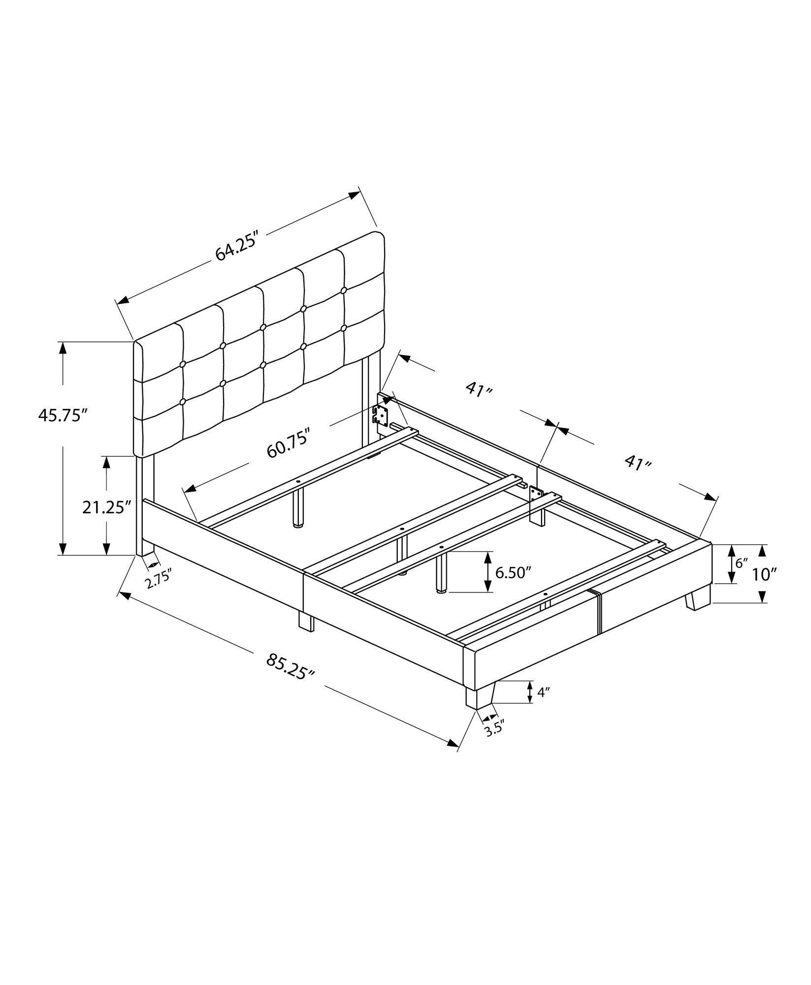 Gray Queen Tufted Upholstered Bed Frame