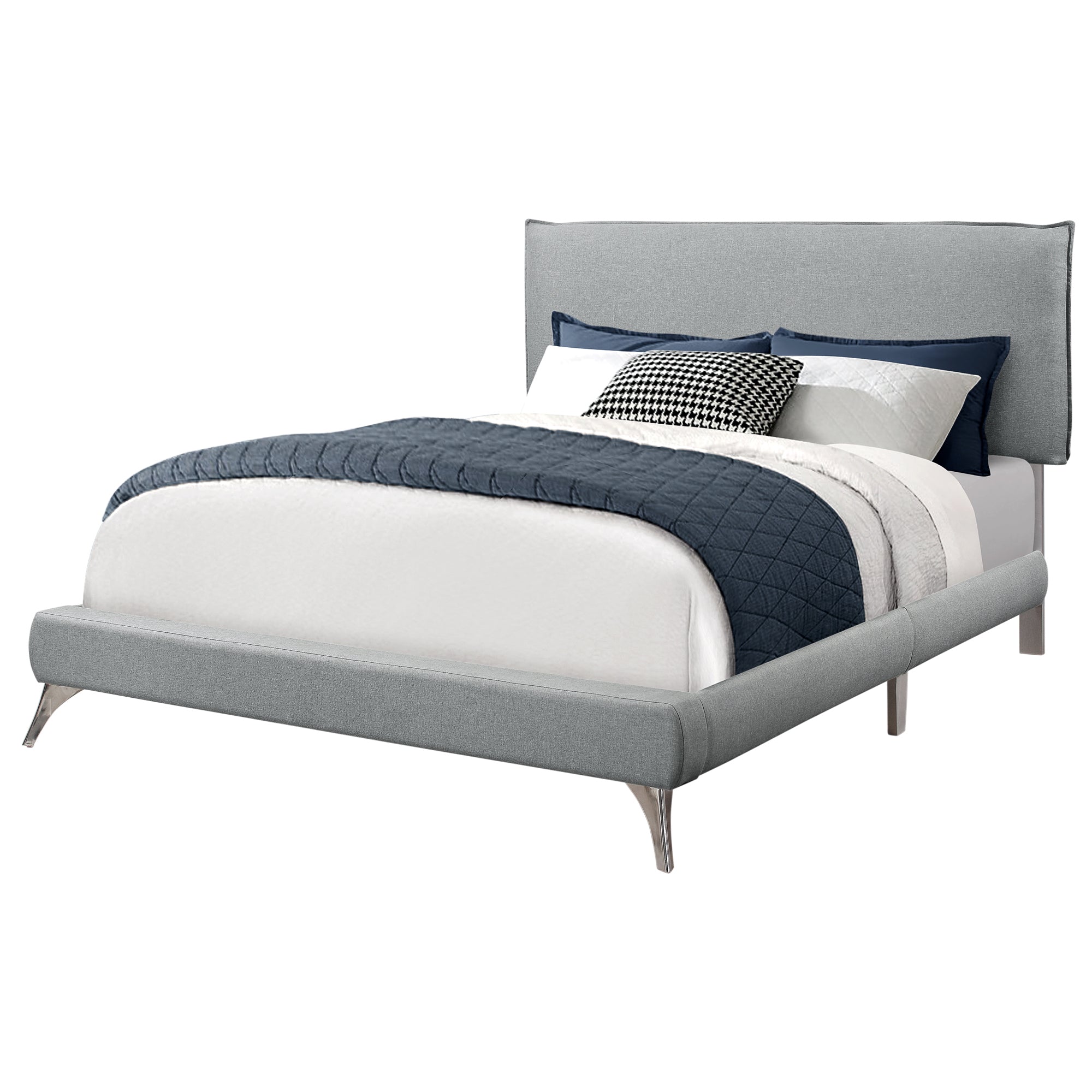 Solid Wood Queen White Linen Bed