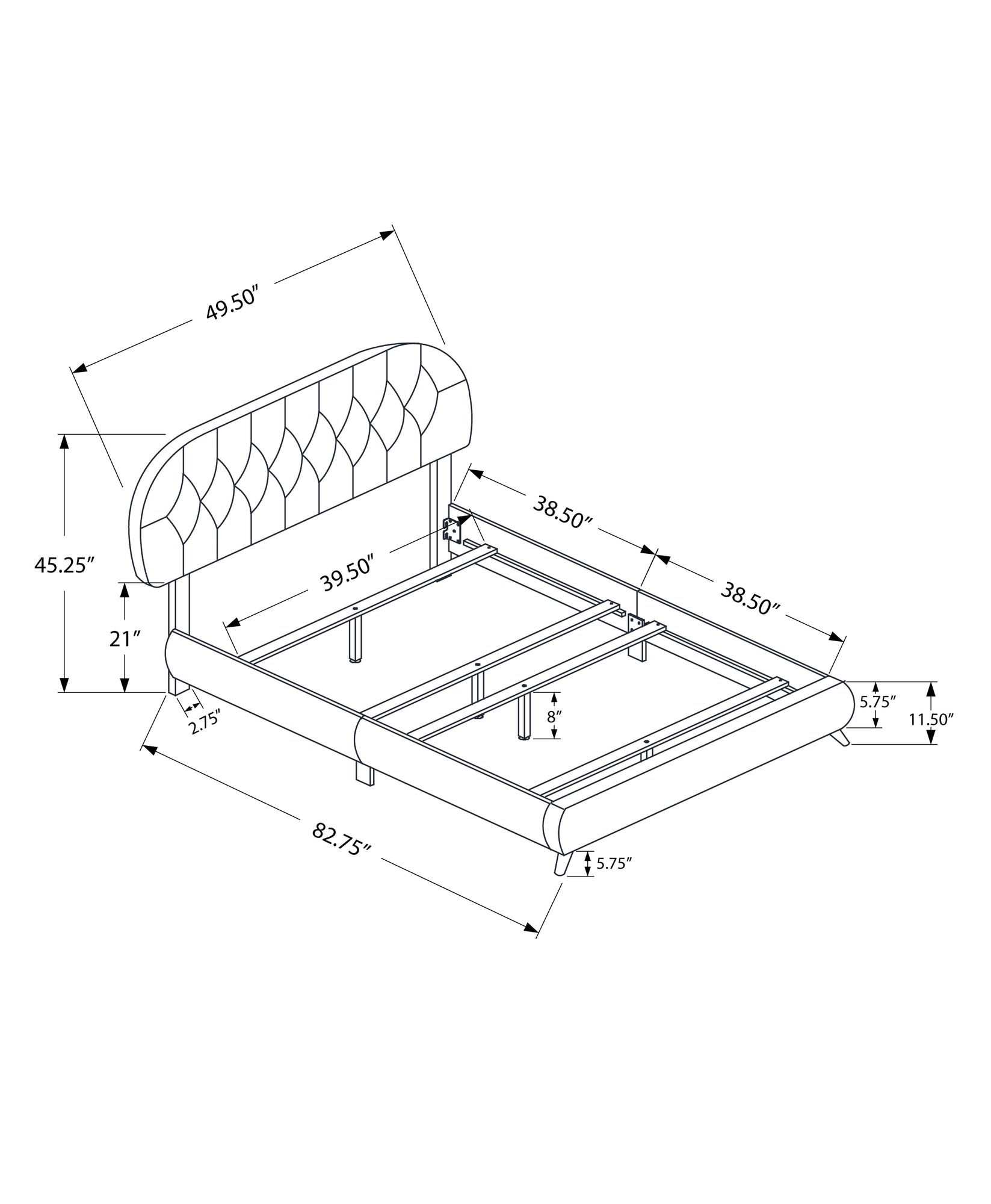 Brown Twin Tufted Upholstered Faux Leather Bed Frame